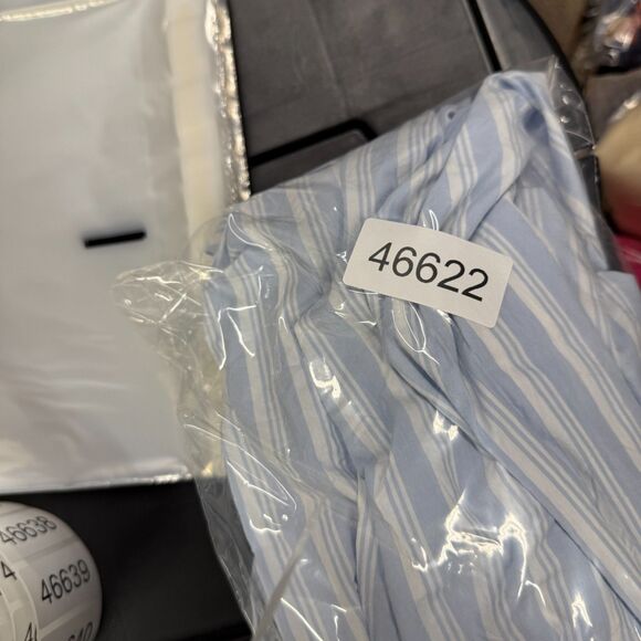 A New Approach Shirt Women XL Blue Striped Button Up Collared Long Sleeve Cotton - Picture 7 of 7